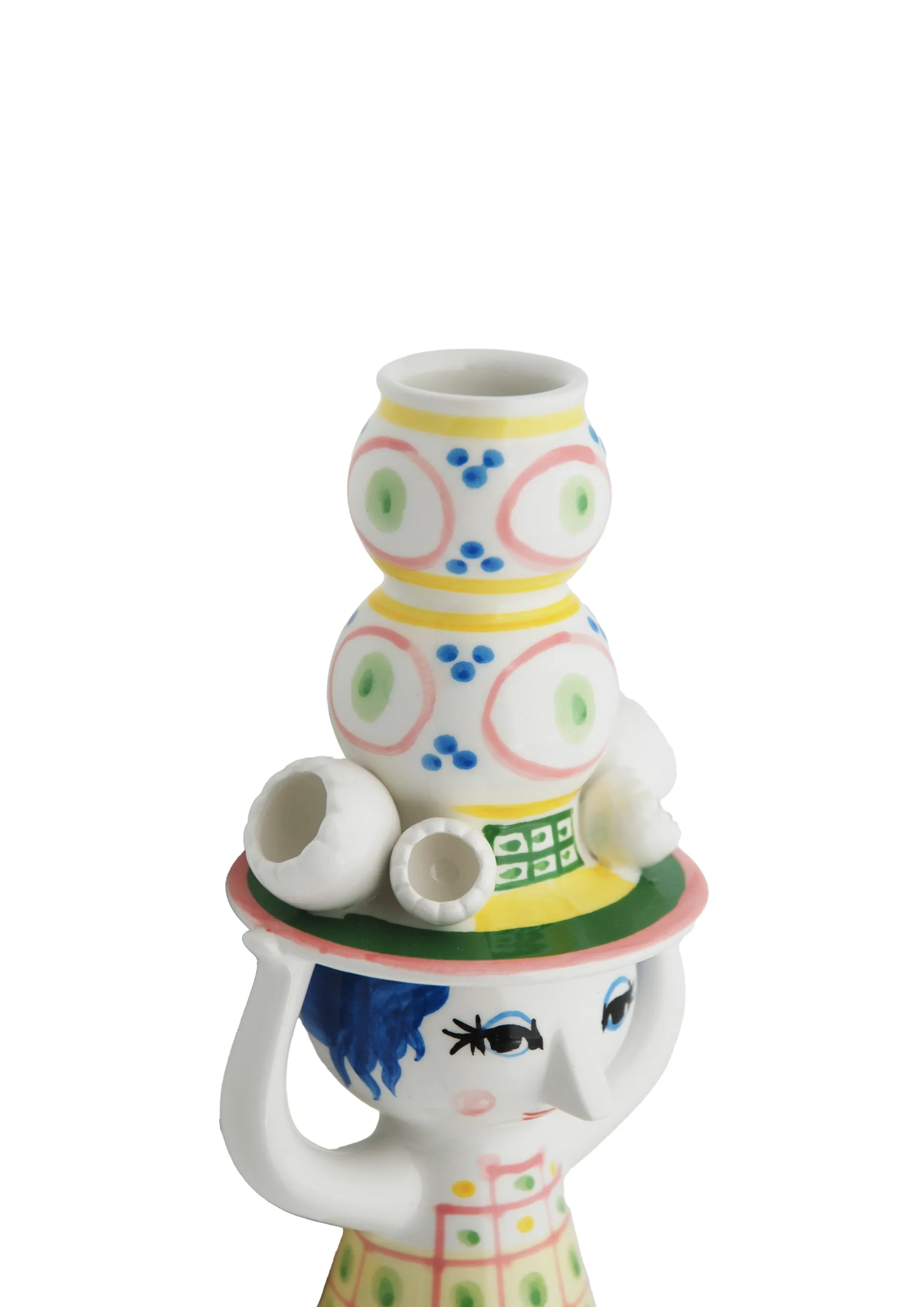 Bougeoir Lady with hat H16 cm, Rose Bjørn Wiinblad