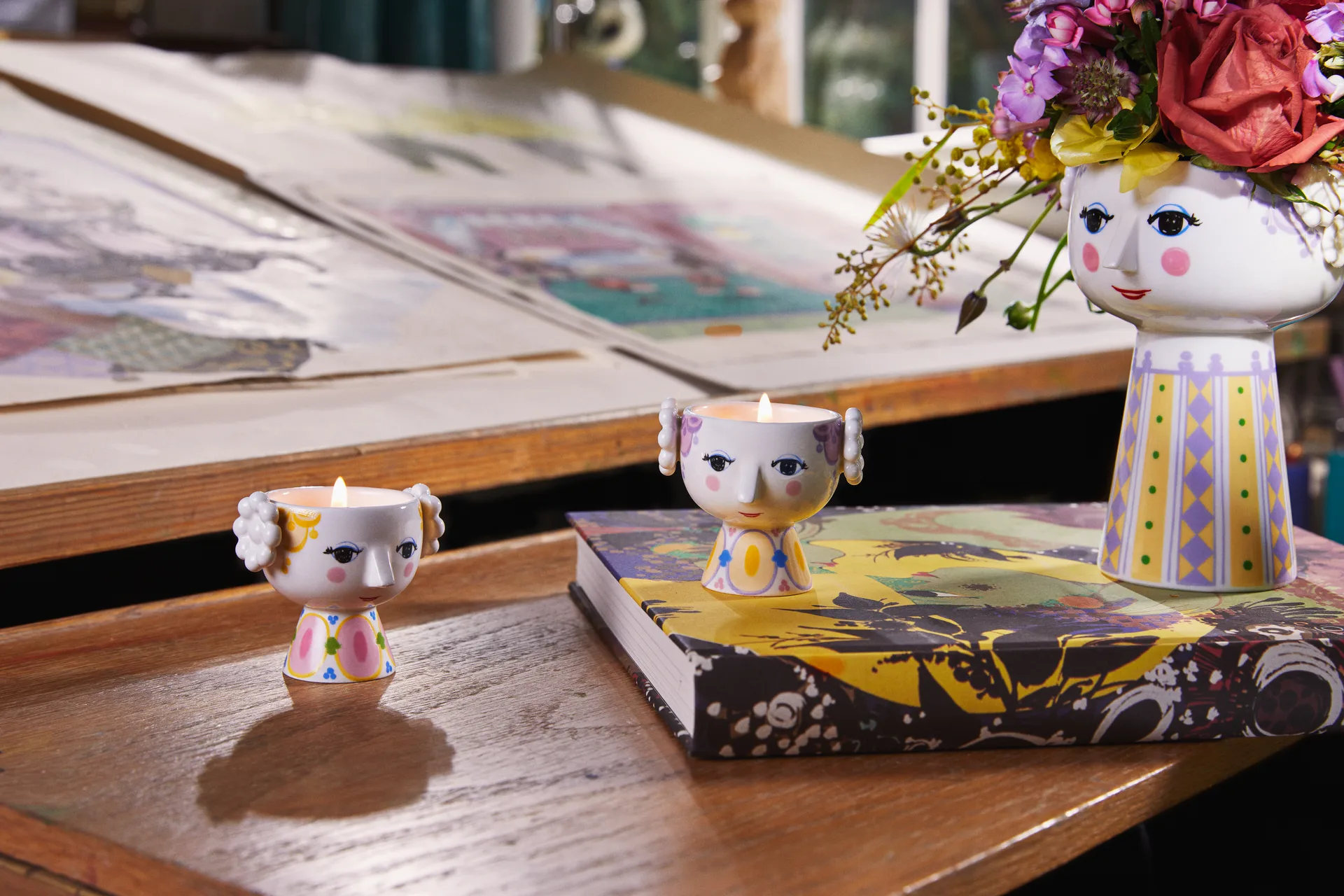 Photophore Eva Ø6,5 cm lot de 2, Lavande Jaune Bjørn Wiinblad