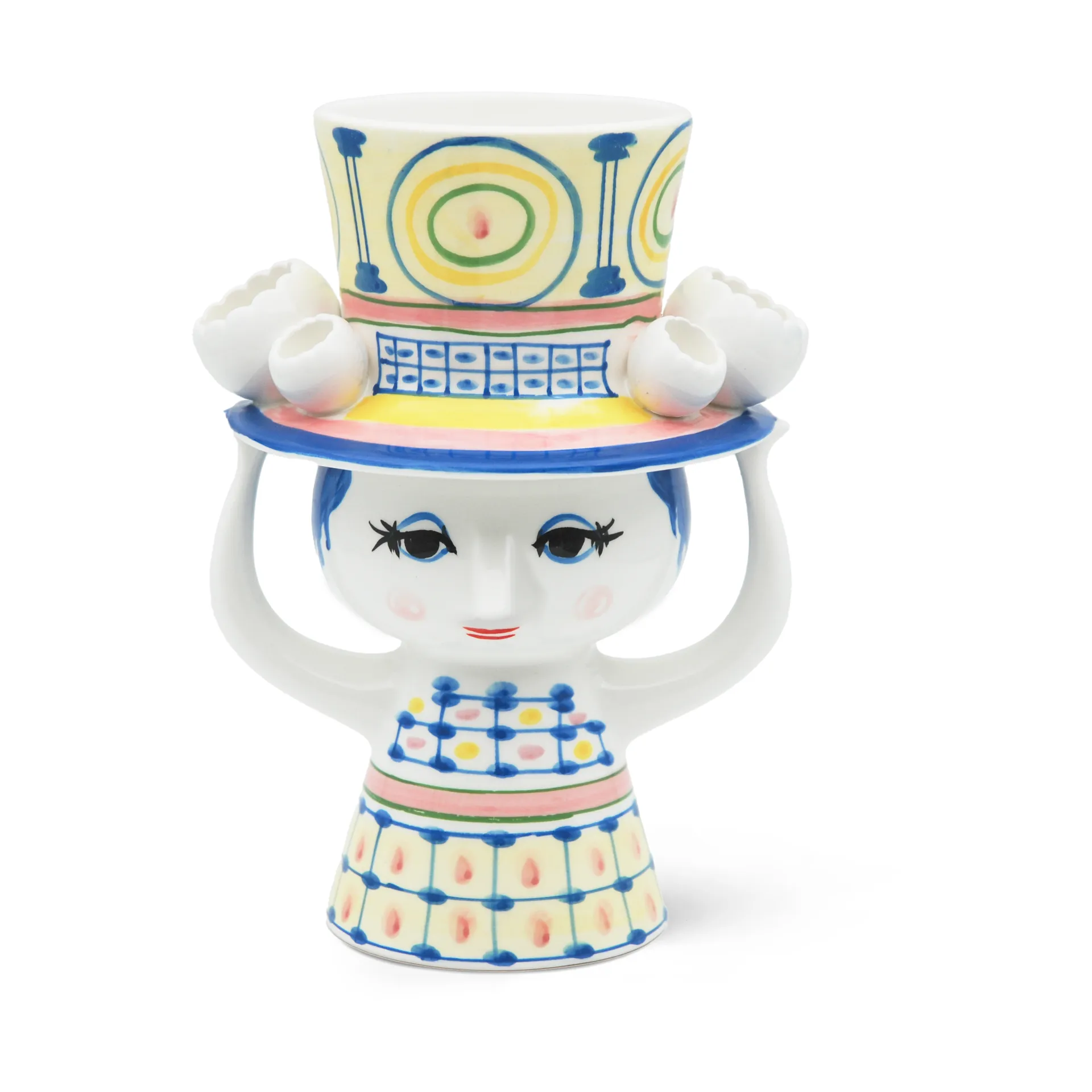 Vase Lady with hat H20,5 cm, Bleu Bjørn Wiinblad