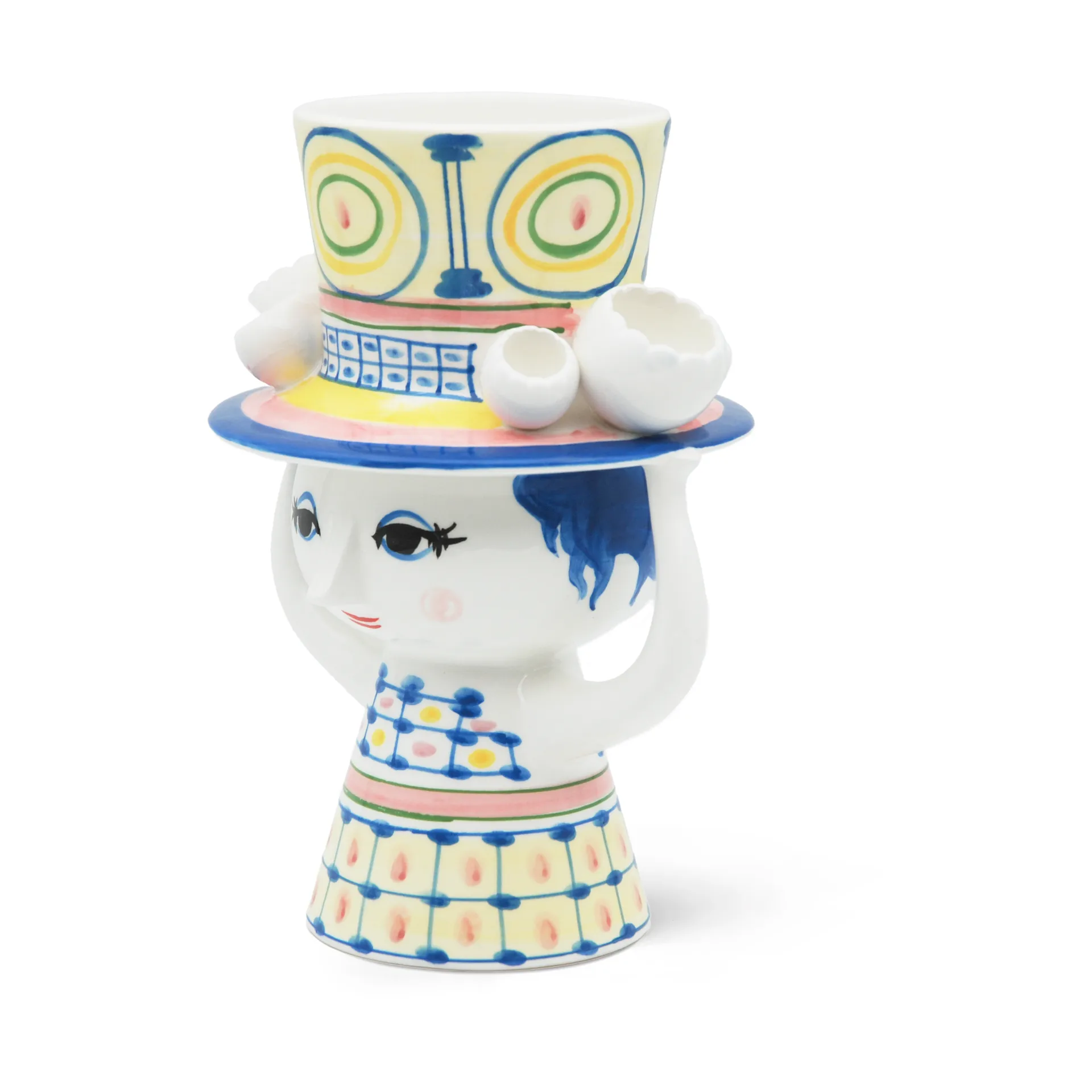 Vase Lady with hat H20,5 cm, Bleu Bjørn Wiinblad