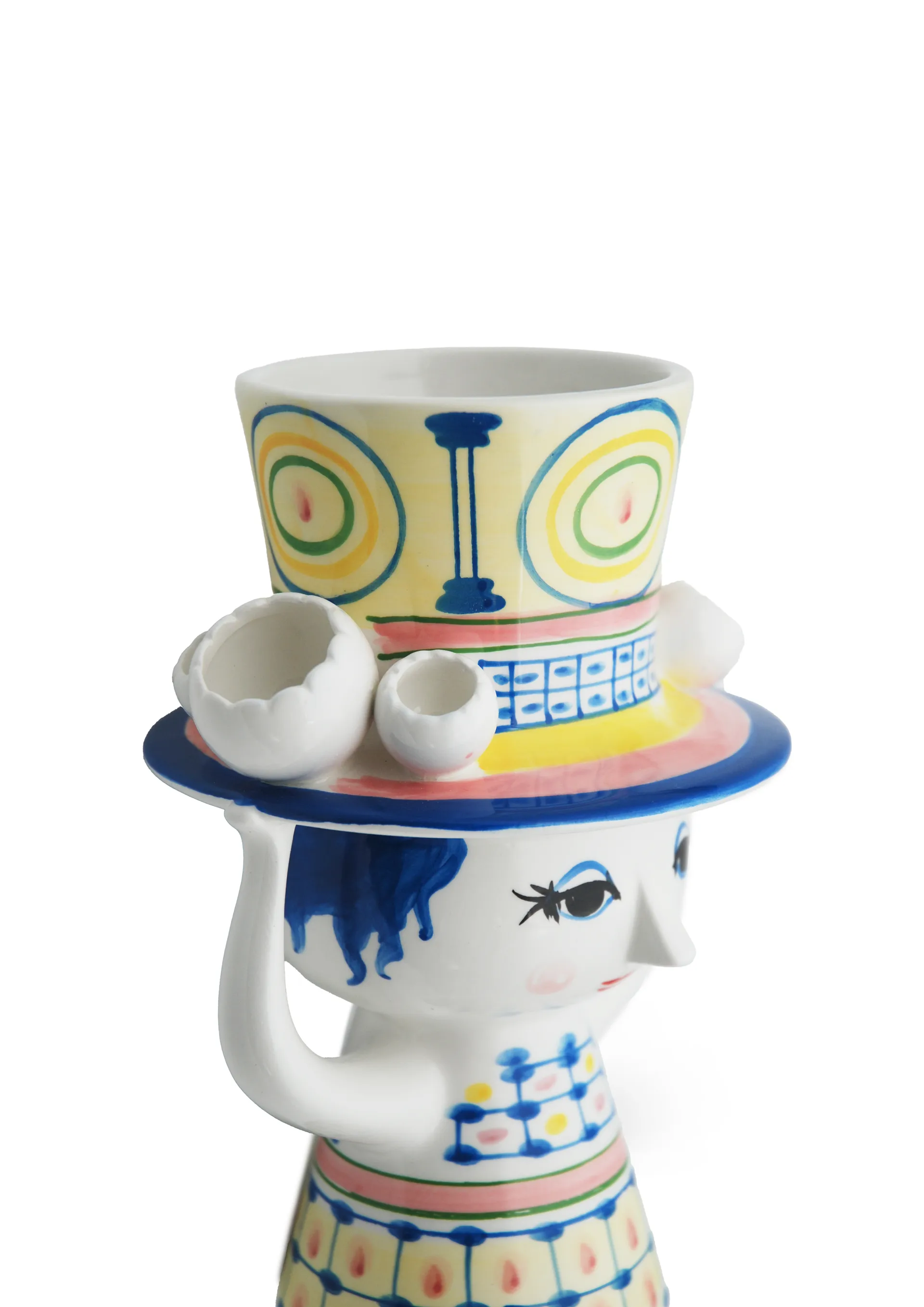 Vase Lady with hat H20,5 cm, Bleu Bjørn Wiinblad