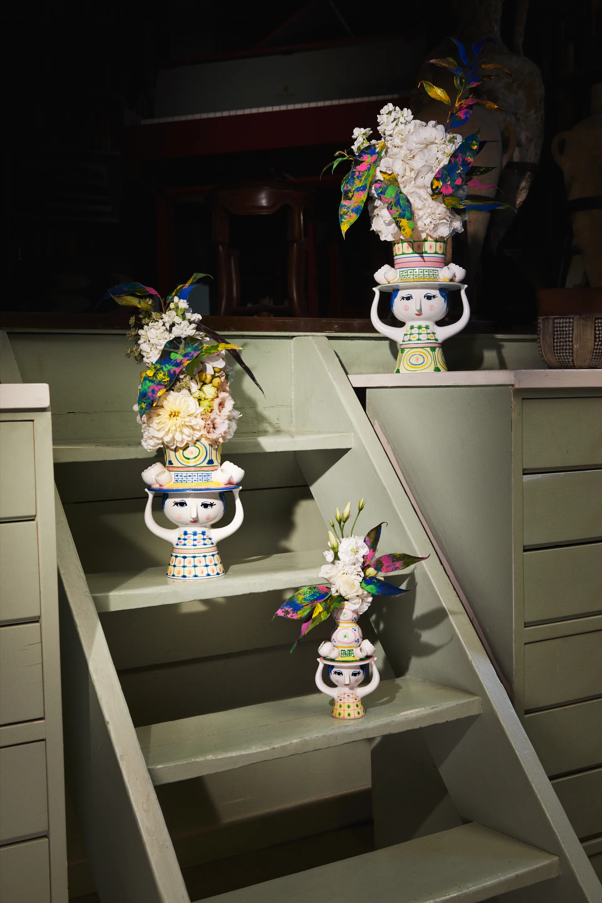 Vase Lady with hat H24,5 cm, Vert Bjørn Wiinblad