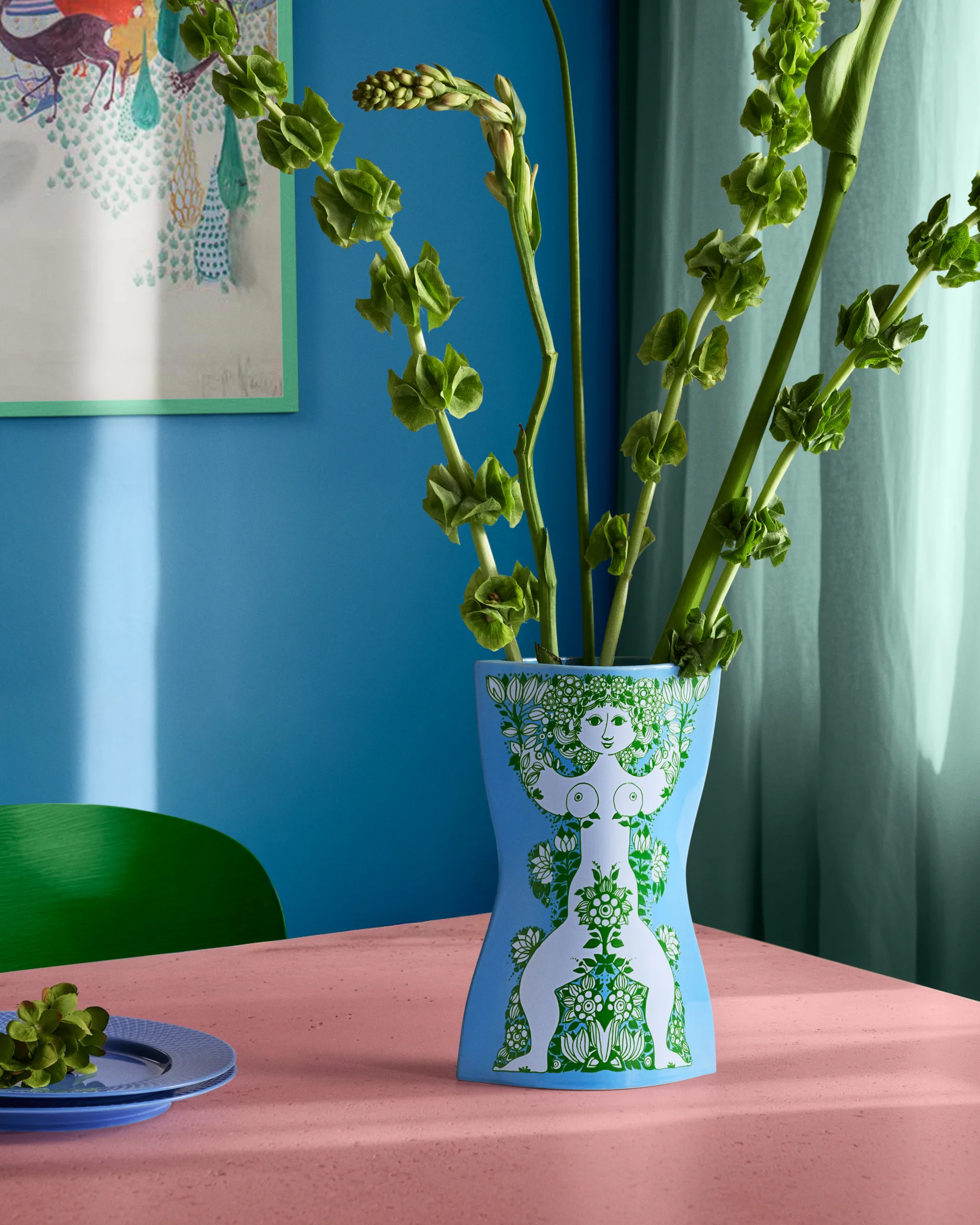 Vase Nina, Bleu clair-vert, 28,5 cm Bjørn Wiinblad