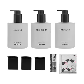 Bouteilles en verre Kirei avec support mural lot de 3 - Blanc, à coller - blomus