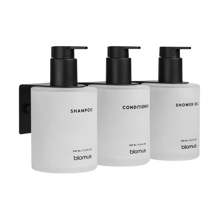 Bouteilles en verre Kirei avec support mural lot de 3 - Blanc, à monter avec vis - blomus