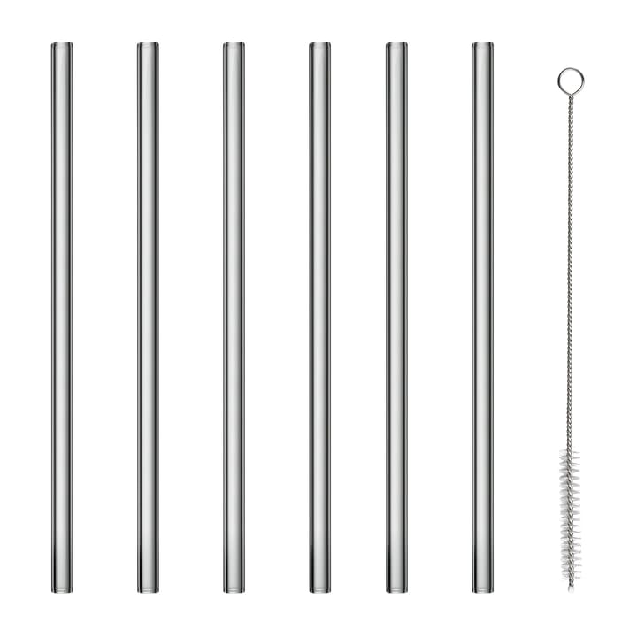 Pailles en verre avec brosse Sala Ø20 cm Lot de 6 - Smoke - Blomus
