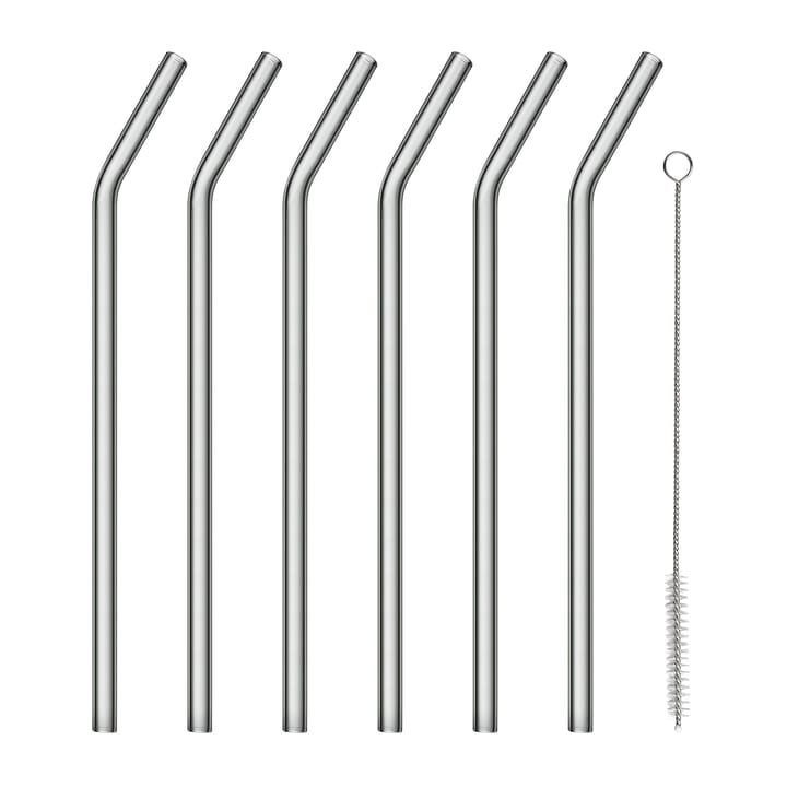 Pailles en verre pliées avec brosse Sala Ø20 cm Lot de 6, Smoke Blomus