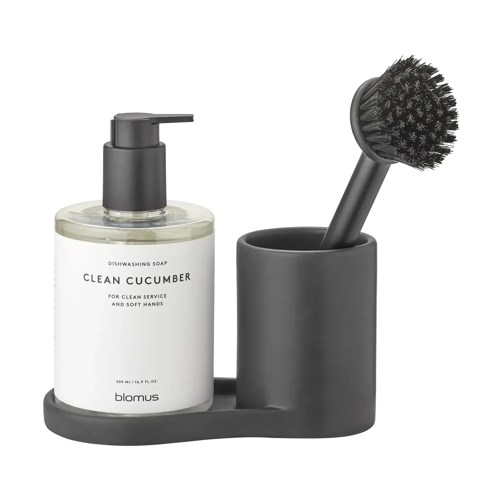 Support pour brosse vaisselle et savon Piro, Noir blomus