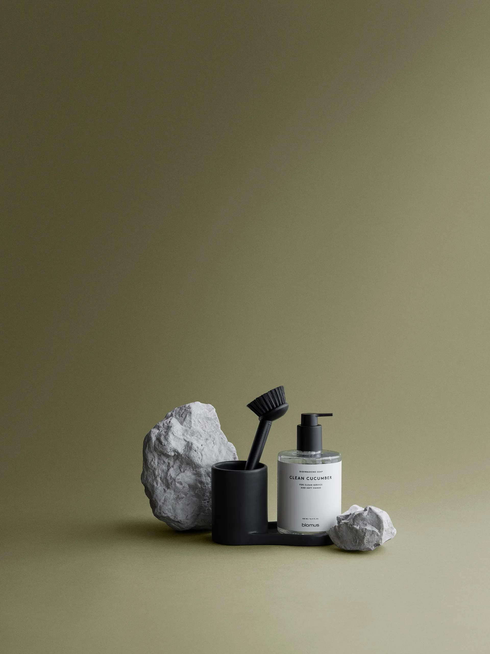 Support pour brosse vaisselle et savon Piro, Noir blomus