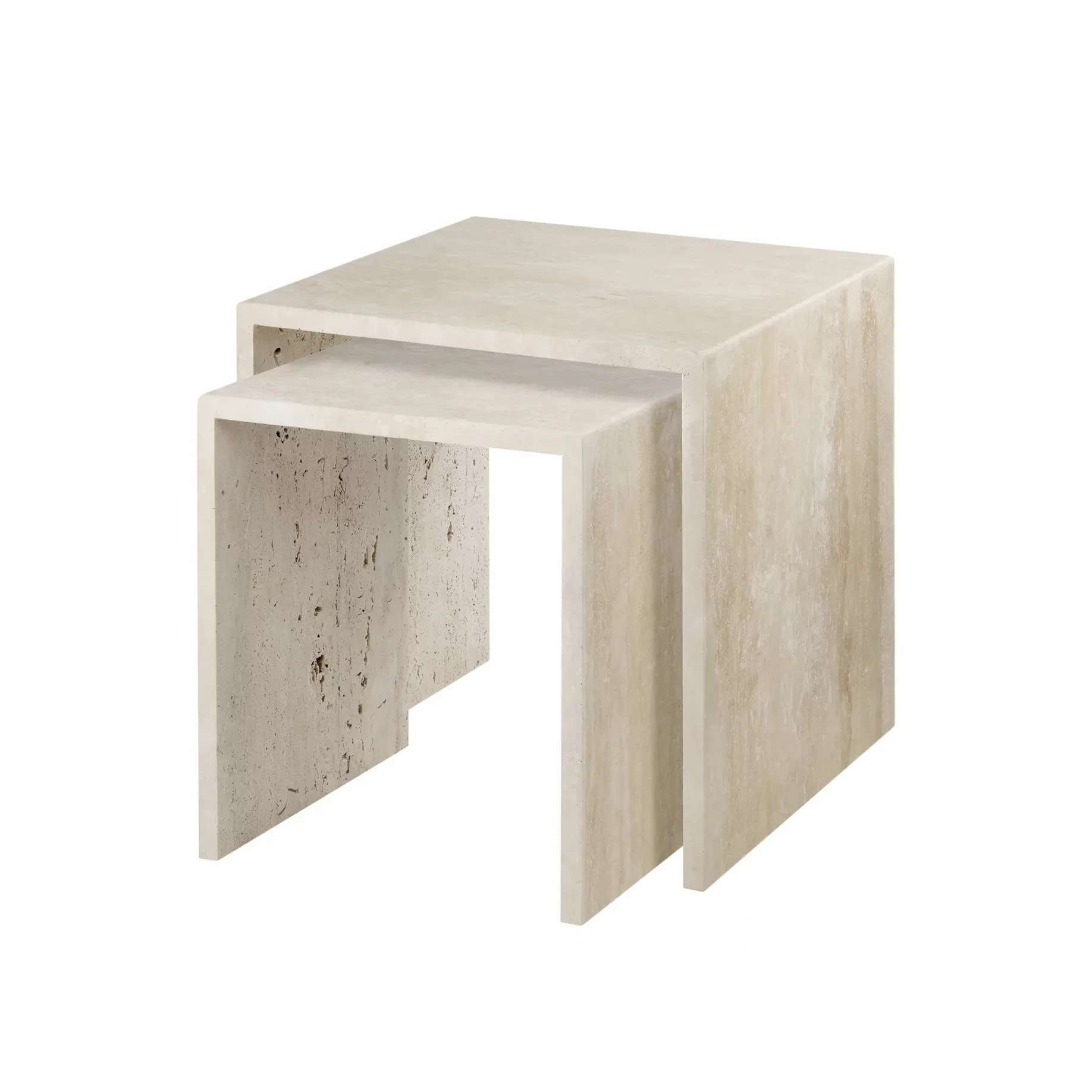 Table d’appoint Varu 2 pièces, Travertine blomus