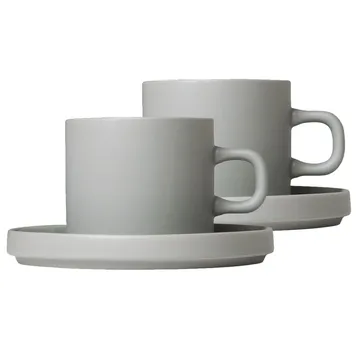 Tasse à café avec soucoupe Pilar lot de 2 - Gris mirage - blomus