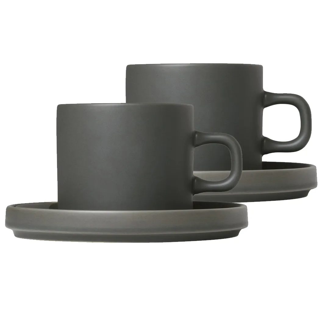 Tasse à café avec soucoupe Pilar lot de 2, Vert agave blomus