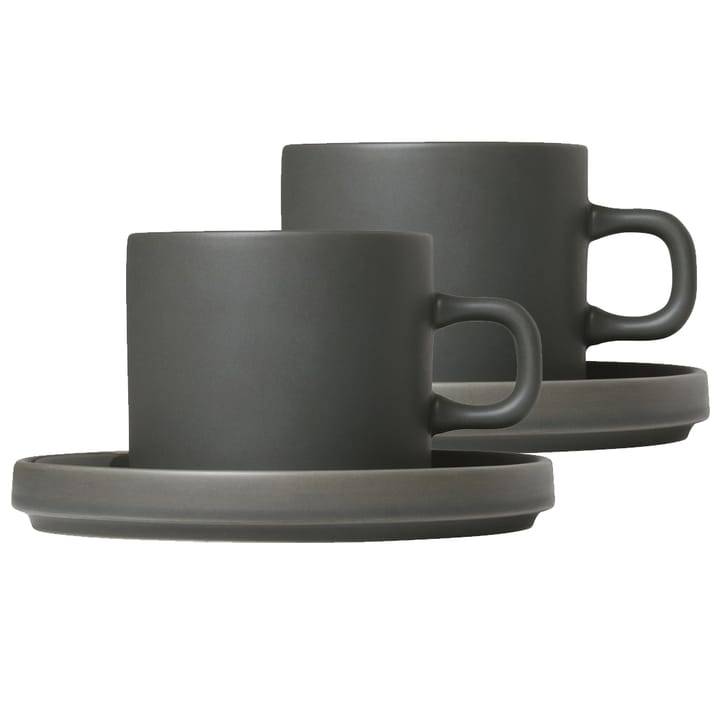 Tasse à café avec soucoupe Pilar lot de 2 - Vert agave - Blomus