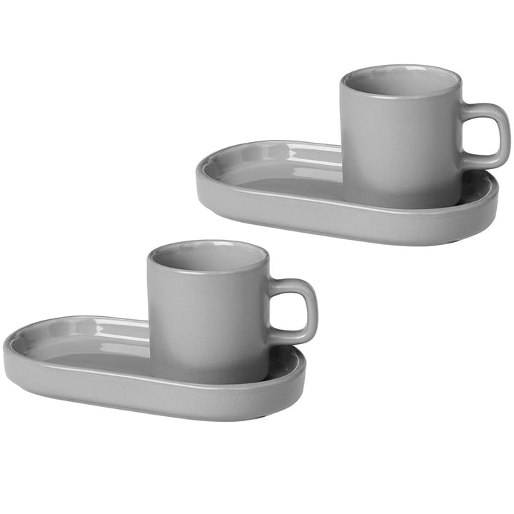 Tasse à espresso avec soucoupe Pilar lot de 2 - Gris mirage - blomus