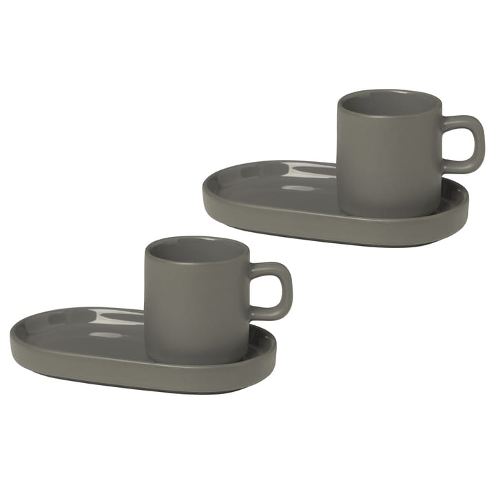 Tasse à espresso avec soucoupe Pilar lot de 2 - Pewter - Blomus