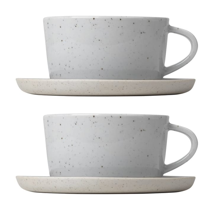 Tasse à thé avec soucoupe Sablo 25 cl lot de 2 - Cloud - Blomus