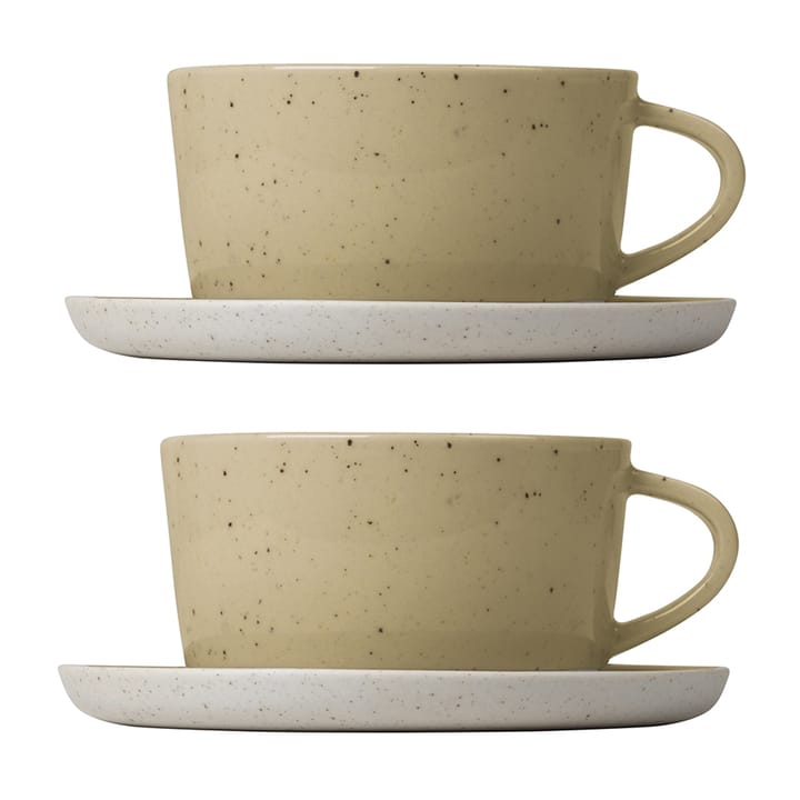 Tasse à thé avec soucoupe Sablo 25 cl lot de 2 - Savannah - Blomus