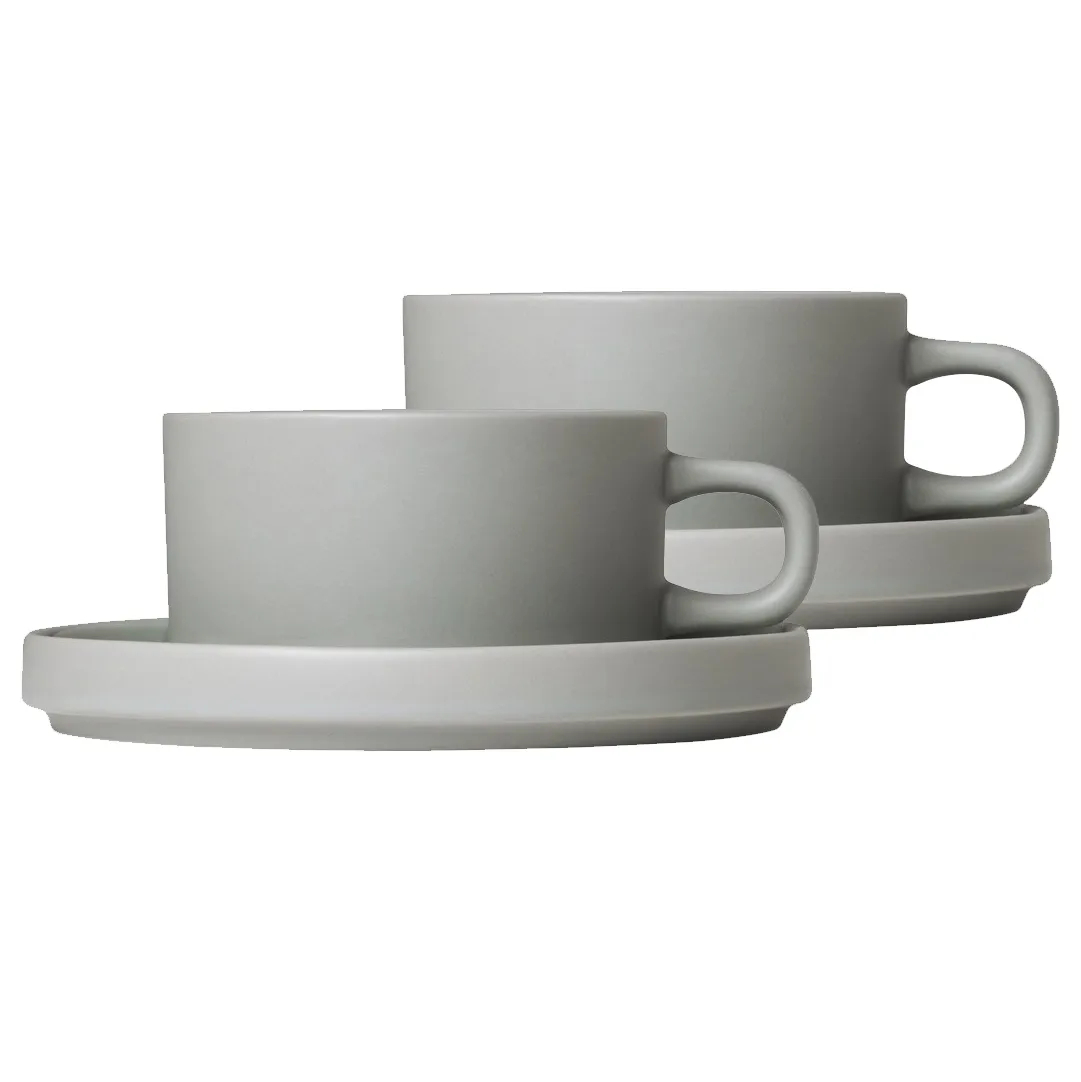 Tasse avec soucoupe Pilar lot de 2, Gris mirage blomus