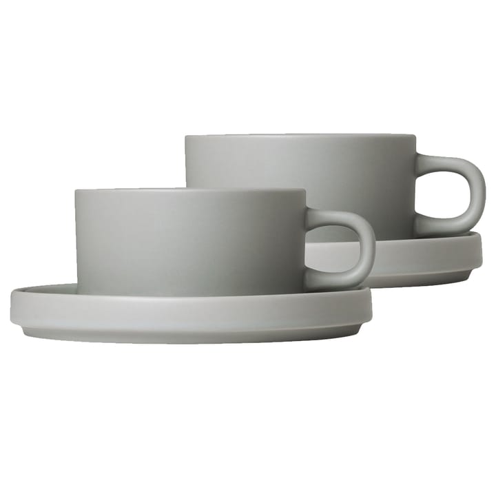 Tasse avec soucoupe Pilar lot de 2 - Gris mirage - blomus