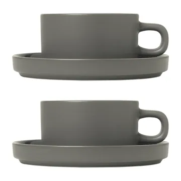 Tasse avec soucoupe Pilar lot de 2 - Pewter - blomus