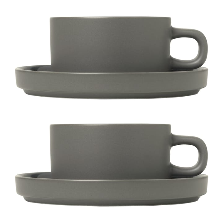 Tasse avec soucoupe Pilar lot de 2 - Pewter - Blomus