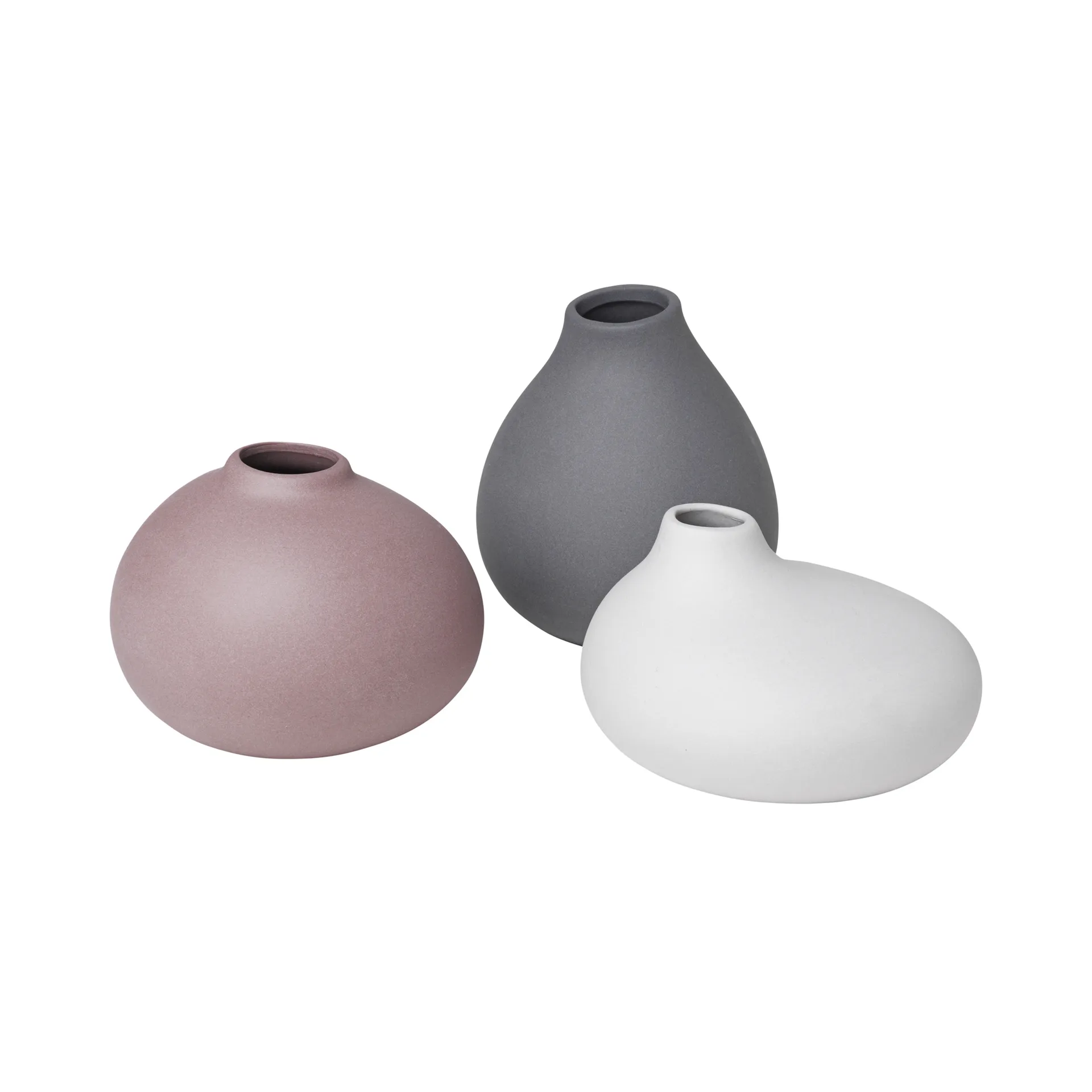 Vase Nona Lot de 3, Pewter-micro chip-bark blomus
