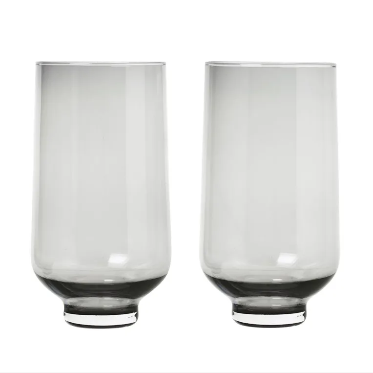 Verre tumbler haut Flow lot de 2, Fumé blomus