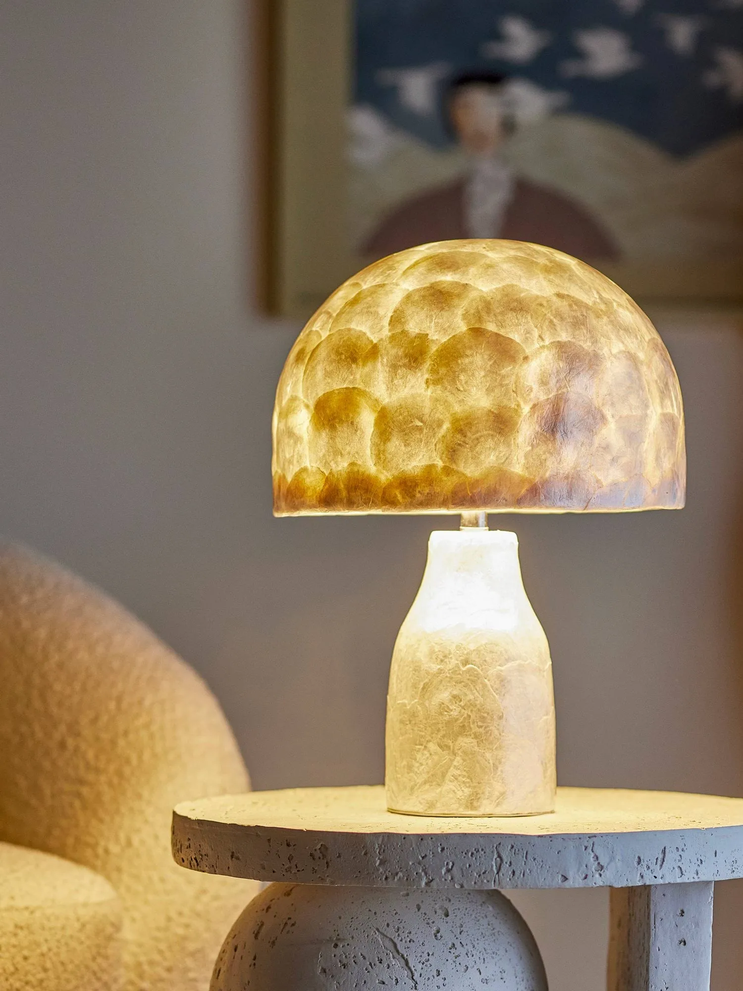Adria lampe de table, Nature, Mother of pearl Bloomingville
