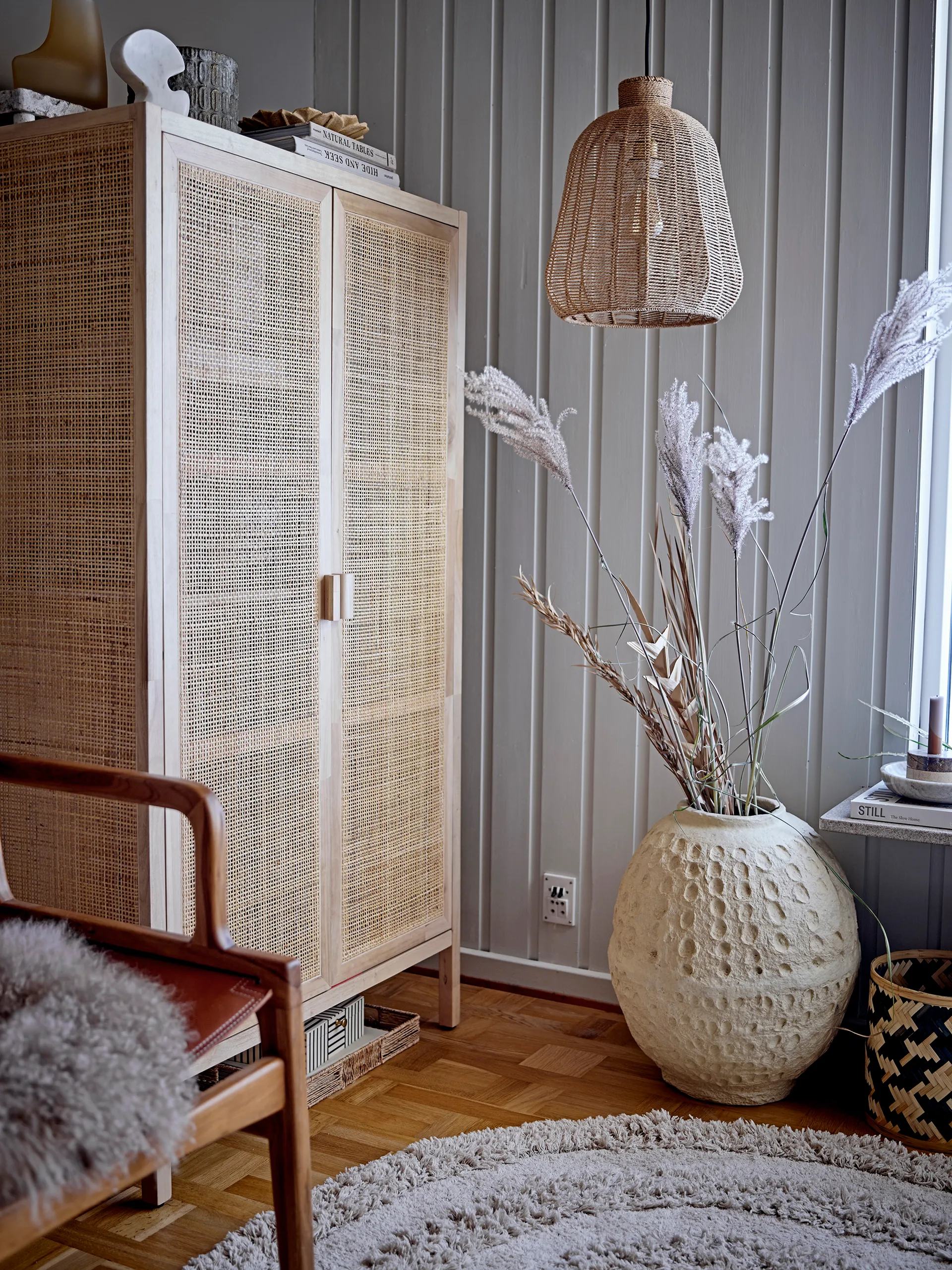 Armoire Marikka 85x40x150 cm, Teck blanc Bloomingville