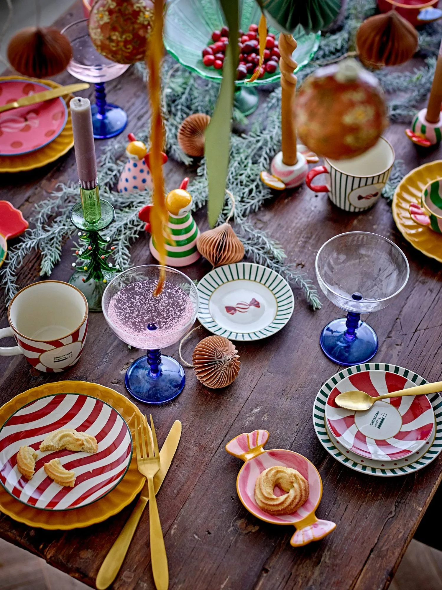 Assiette à dessert Yule, Rouge-vert, 2 pièces, Ø12,5 cm Bloomingville
