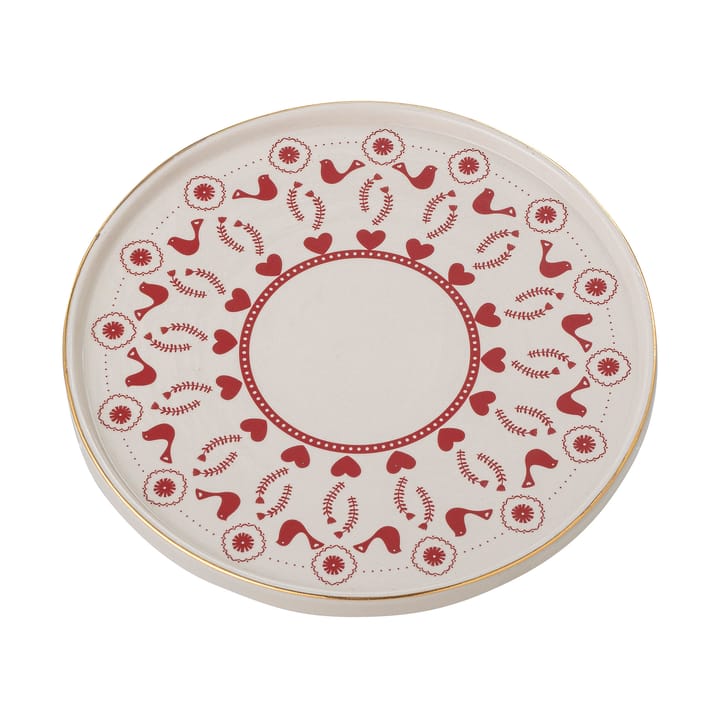 Assiette à gâteau Jolly grès Ø 26 cm, Blanc-rouge Bloomingville