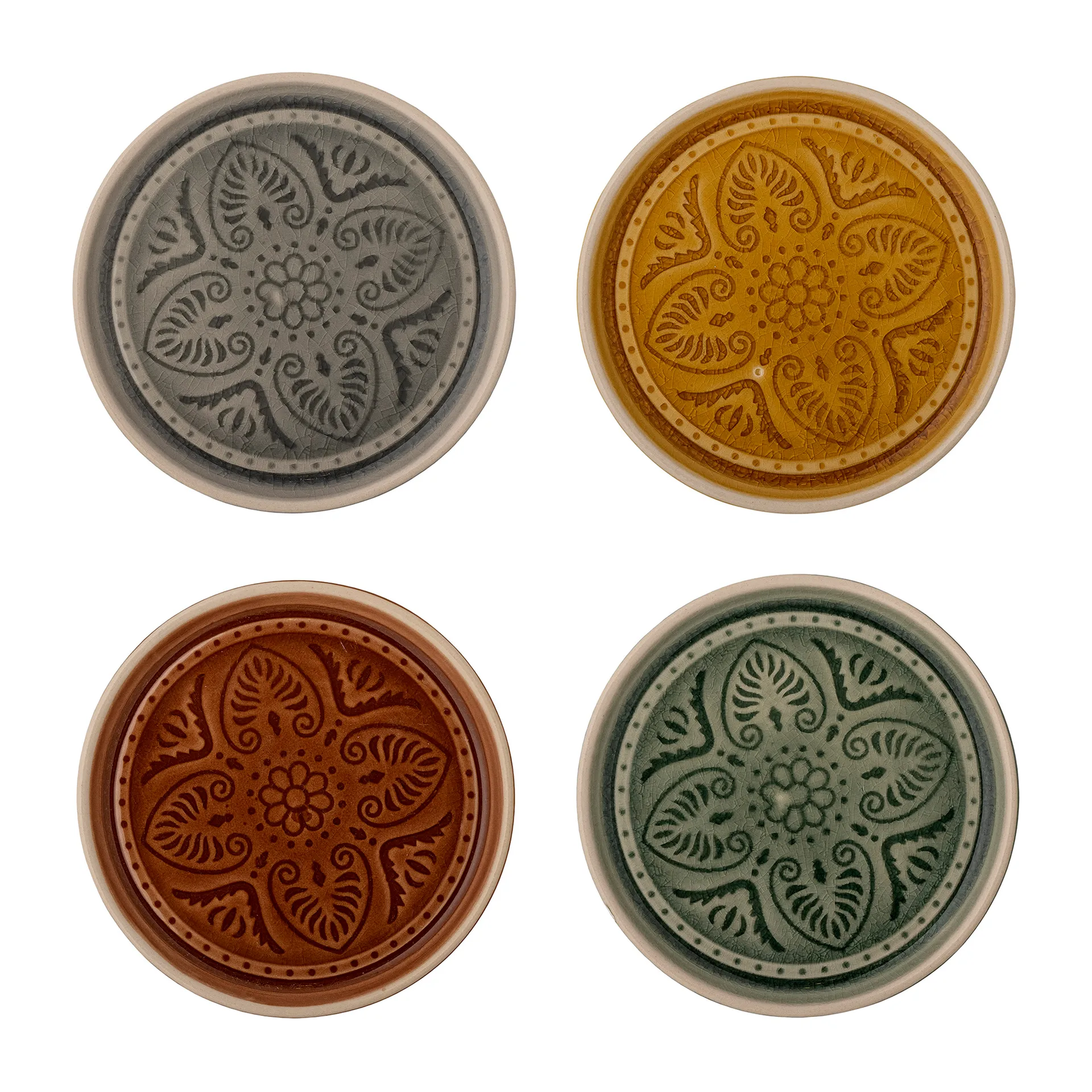 Assiette Rani Ø11 cm 4 Pièces, Gris-jaune-marron-vert Bloomingville