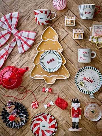 Assiette Yule Ø16 cm - Naturel-rouge - Bloomingville