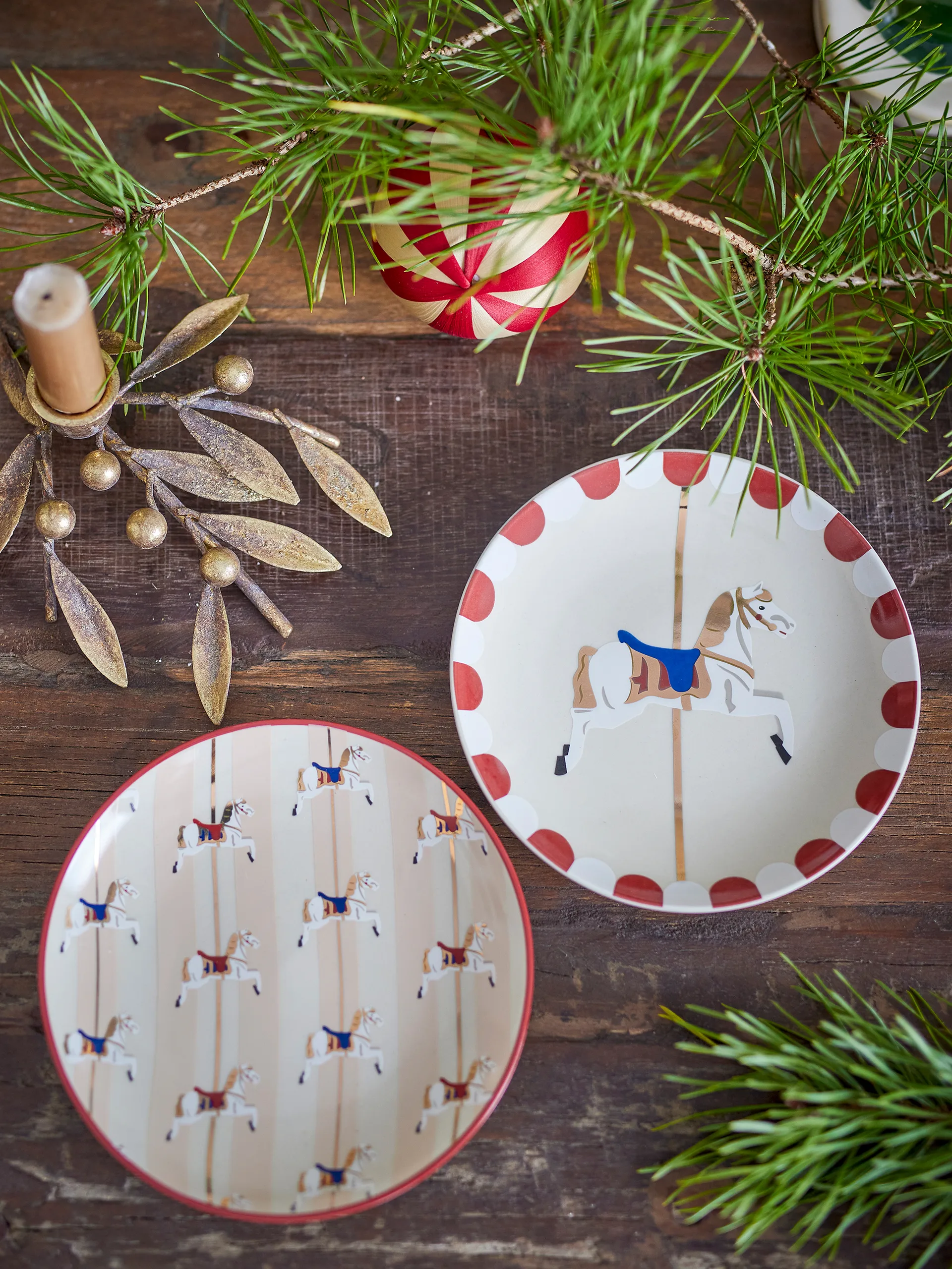 Assiettes Merry-go-round Ø16 cm, 2 pièces, Beige-rouge Bloomingville