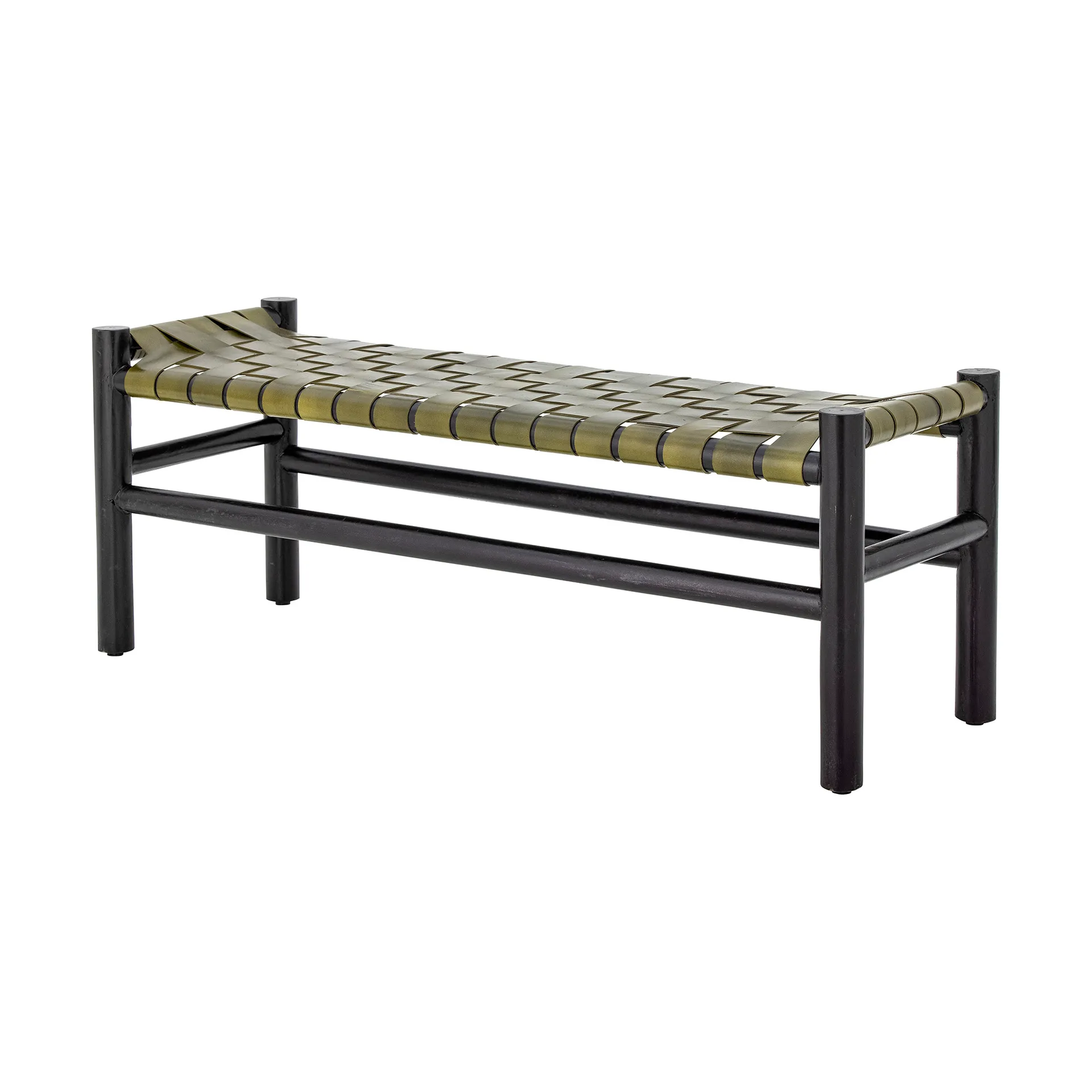 Banc Conner, Cuir noir-vert Bloomingville