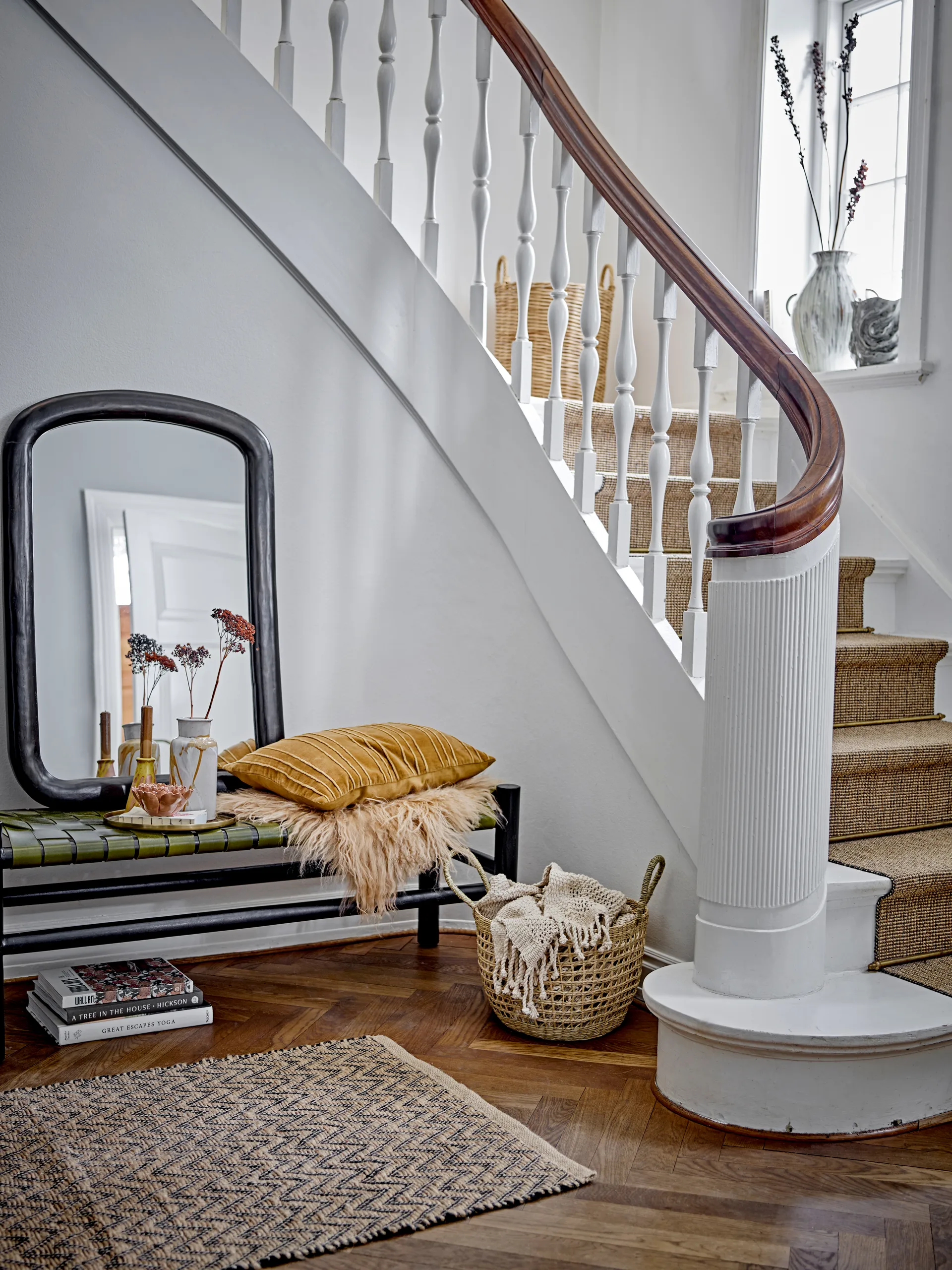 Banc Conner, Cuir noir-vert Bloomingville