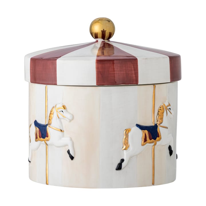 Bocal avec couvercle Merry-go-round Ø19,5x20,5 cm - Rouge-blanc - Bloomingville