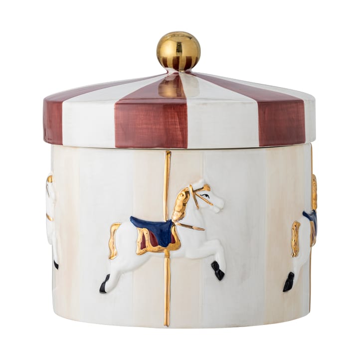Bocal avec couvercle Merry-go-round Ø19,5x20,5 cm, Rouge-blanc Bloomingville