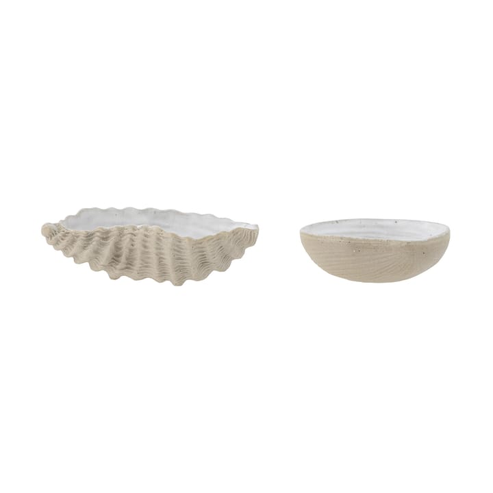 Bol décoratif Bakur coquillage 2 pièces, Beige-gris Bloomingville