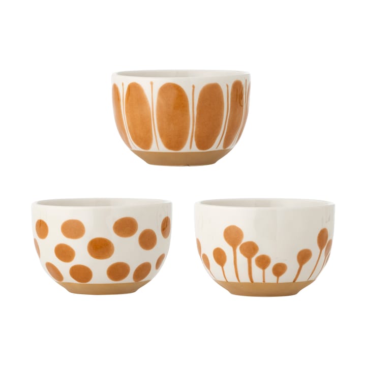 Bol Linora 58 cl Lot de 3, Blanc-brun Bloomingville