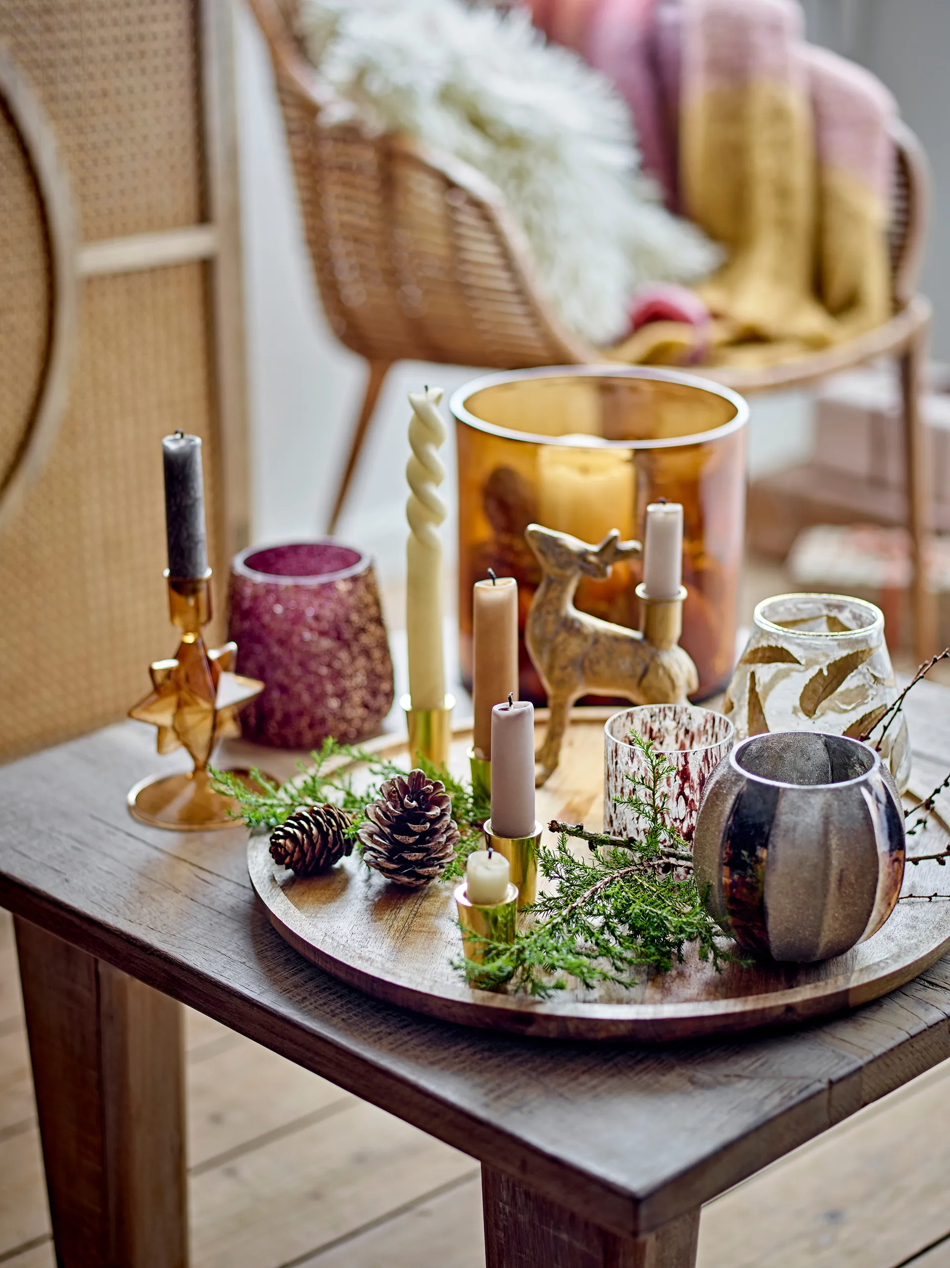 Bougeoir de l'Avent Kanga Ø40 cm, Bois de manguier Bloomingville