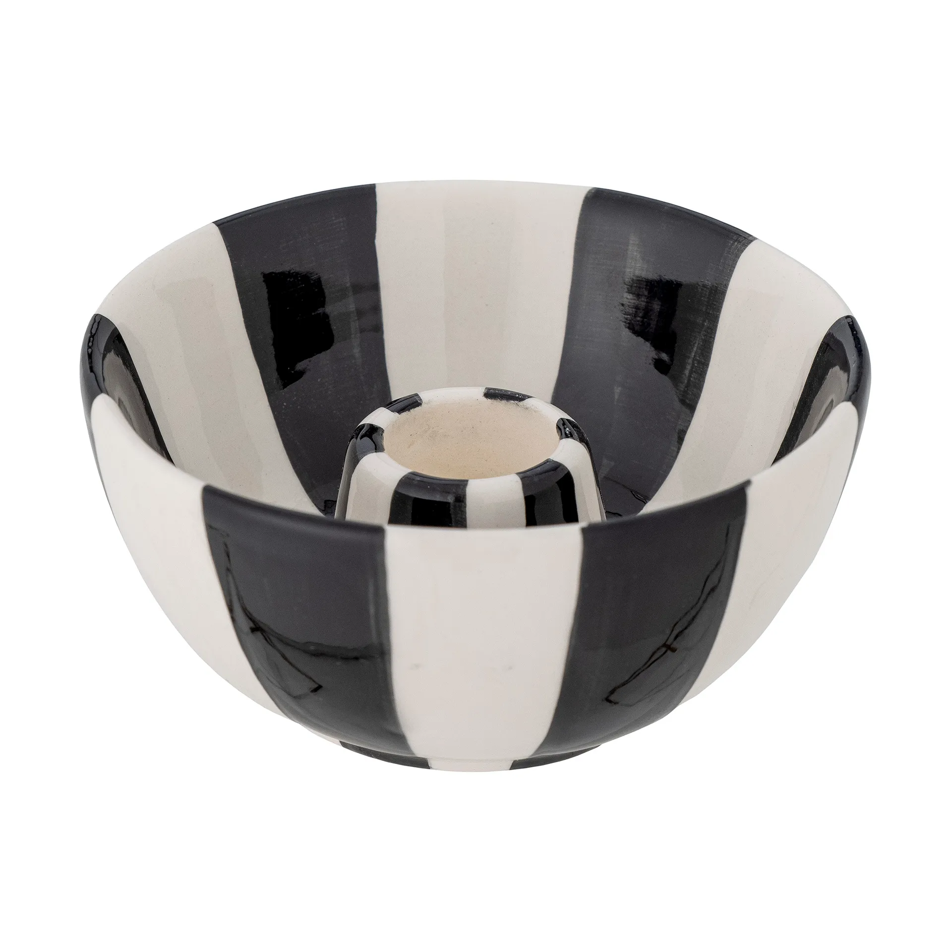 Bougeoir Eja Ø9 cm, Noir et blanc Bloomingville