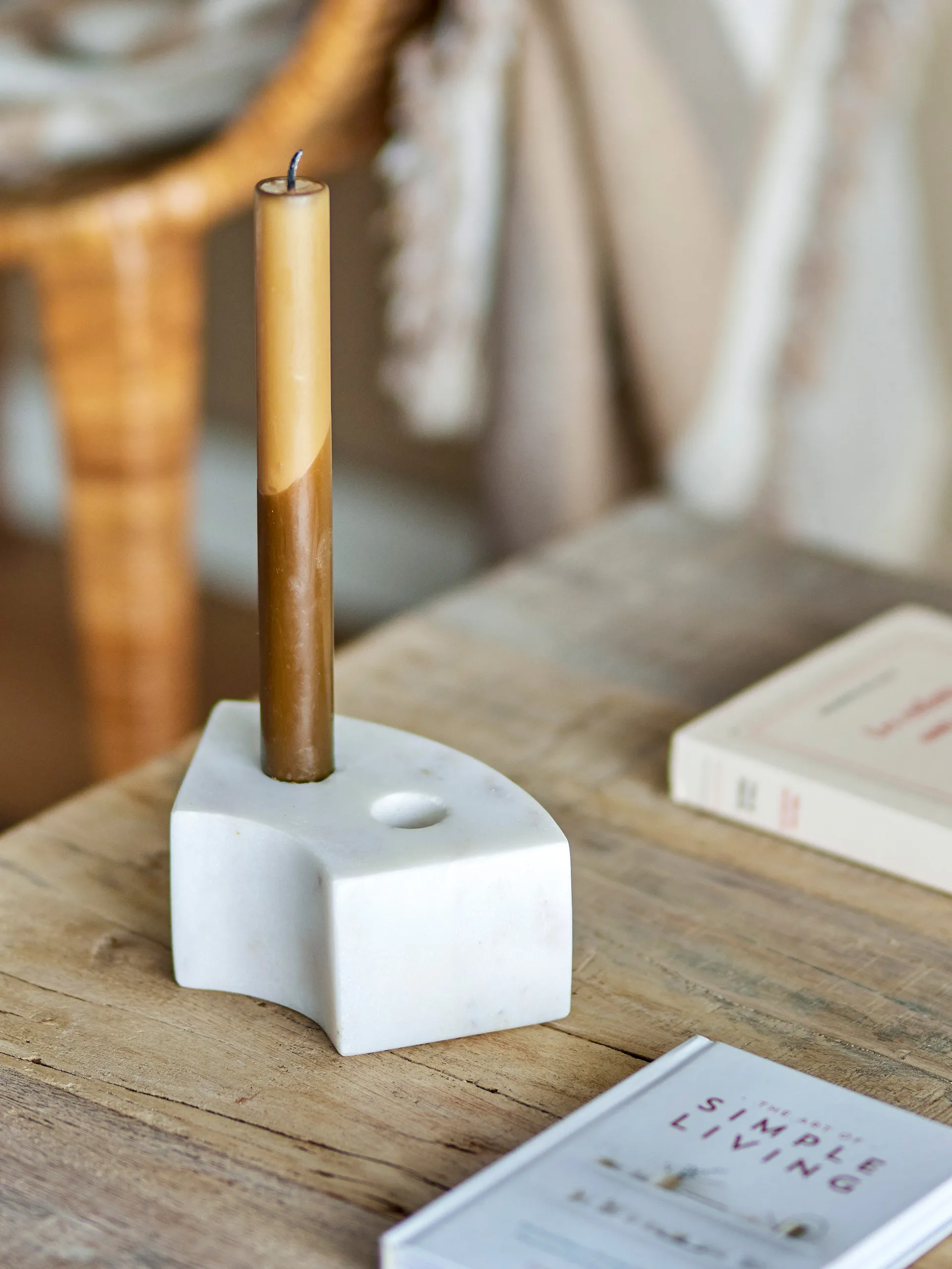 Bougeoir Florida 14,5x6x7,5 cm, White marble Bloomingville