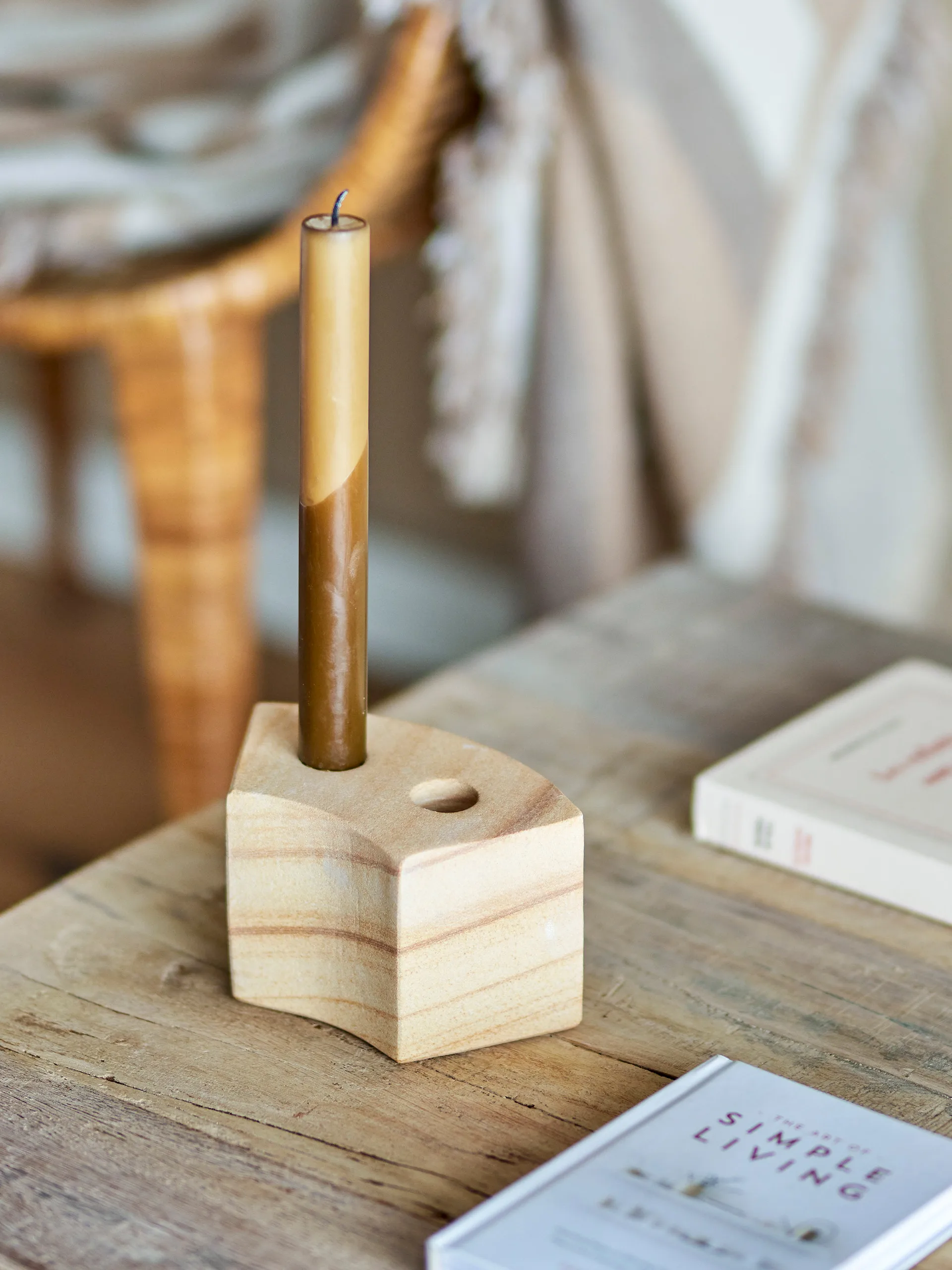 Bougeoir Florida 14,5x8x7,5 cm, Natural sandstone Bloomingville