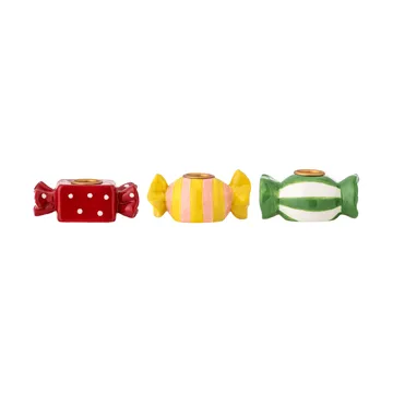 Bougeoir Leiano - Jaune-rouge-vert, 3 pièces, 10 cm - Bloomingville