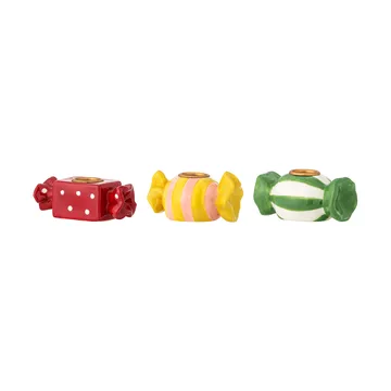Bougeoir Leiano - Jaune-rouge-vert, 3 pièces, 10 cm - Bloomingville