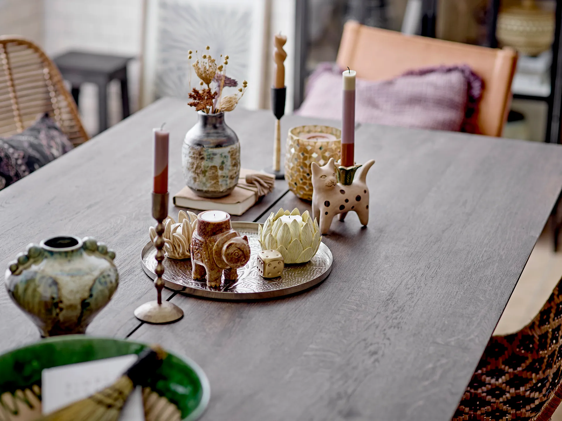 Bougeoir Mamie 2 pièces, Grès Bloomingville