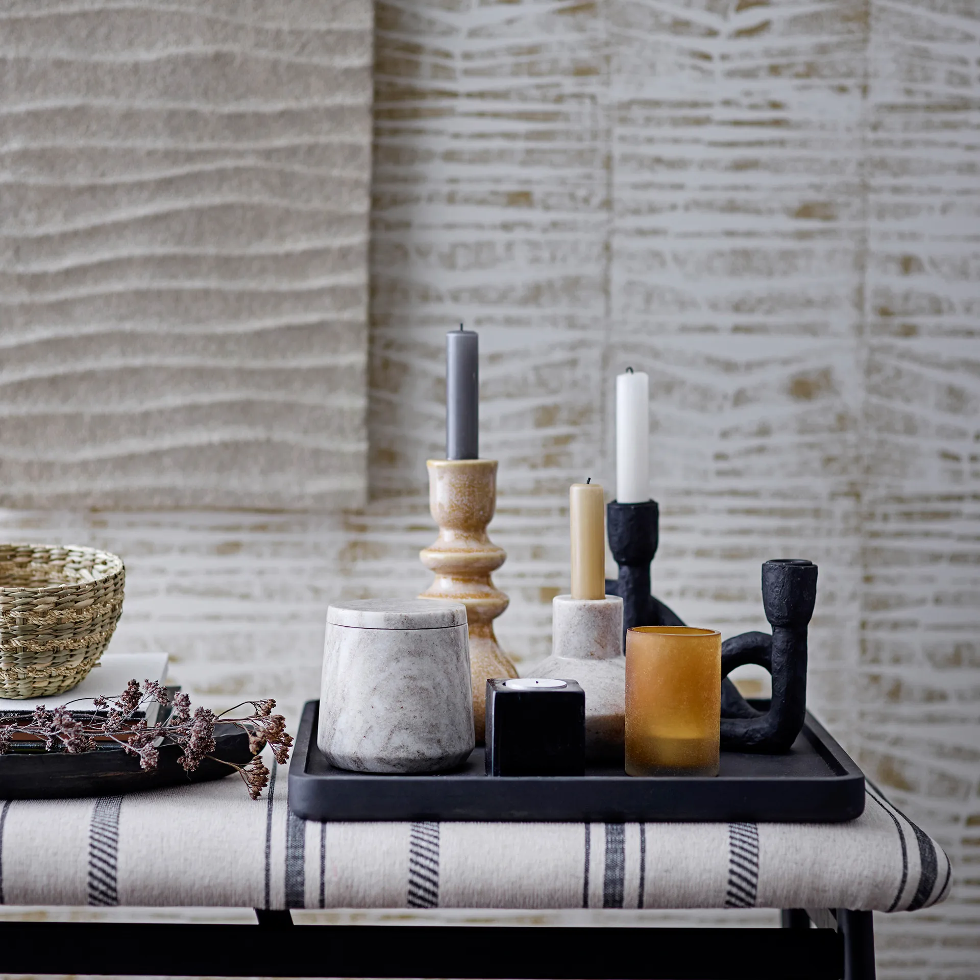 Bougeoir Mashel 16,5 cm, Noir Bloomingville