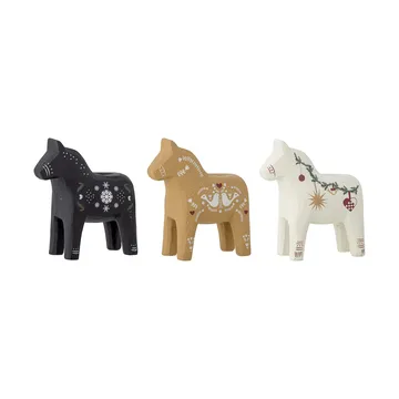 Bougeoir Siffer - Noir-brun-blanc, 3 pièces, 10 cm - Bloomingville