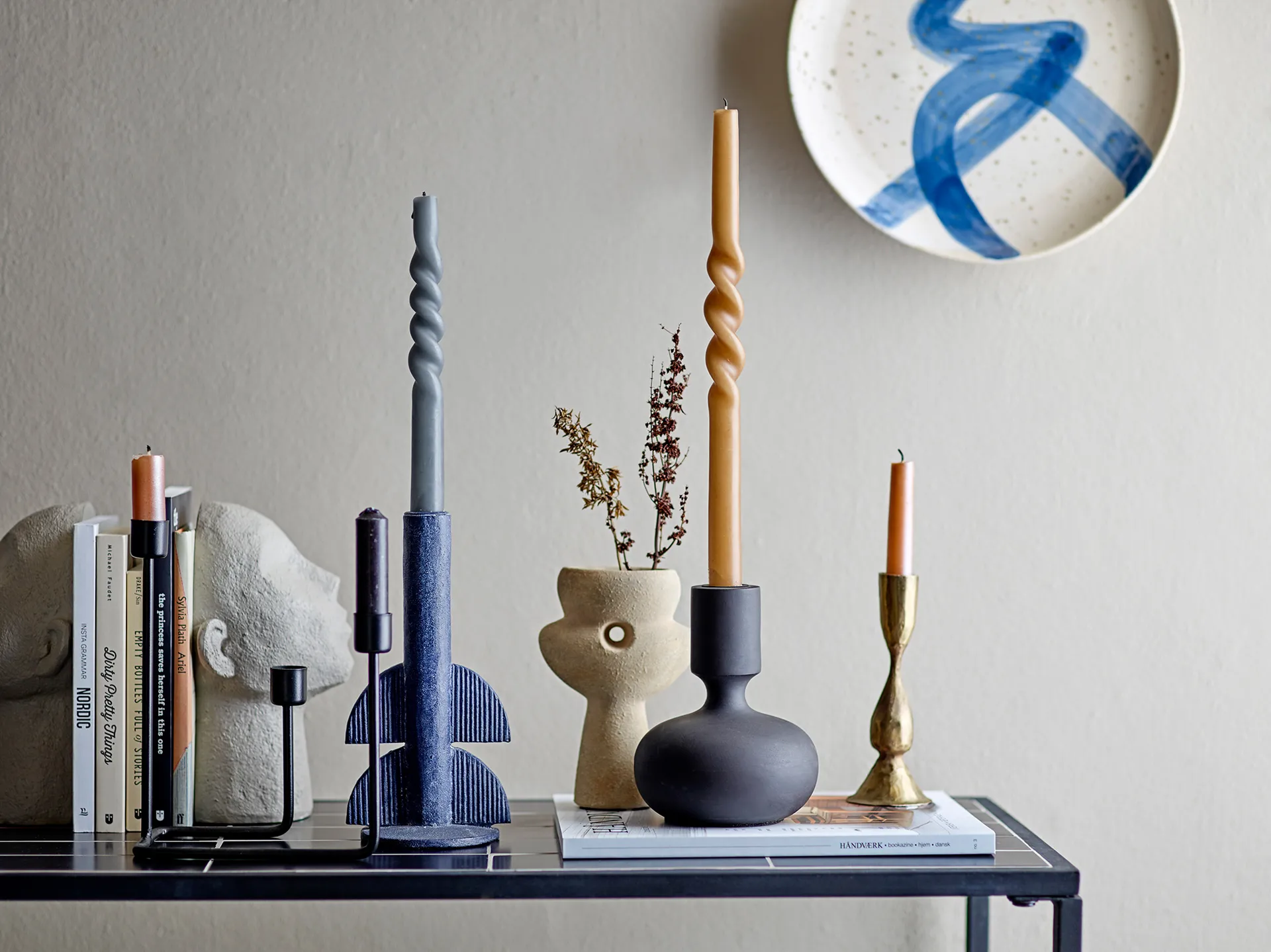 Bougie Shimmer Lot de 4, Marron Bloomingville